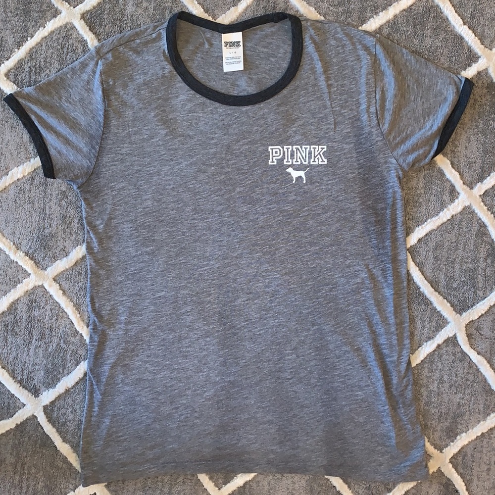 VS PINK - Gray T-Shirt with white logo Size Large
